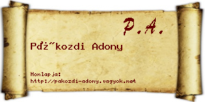Pákozdi Adony névjegykártya